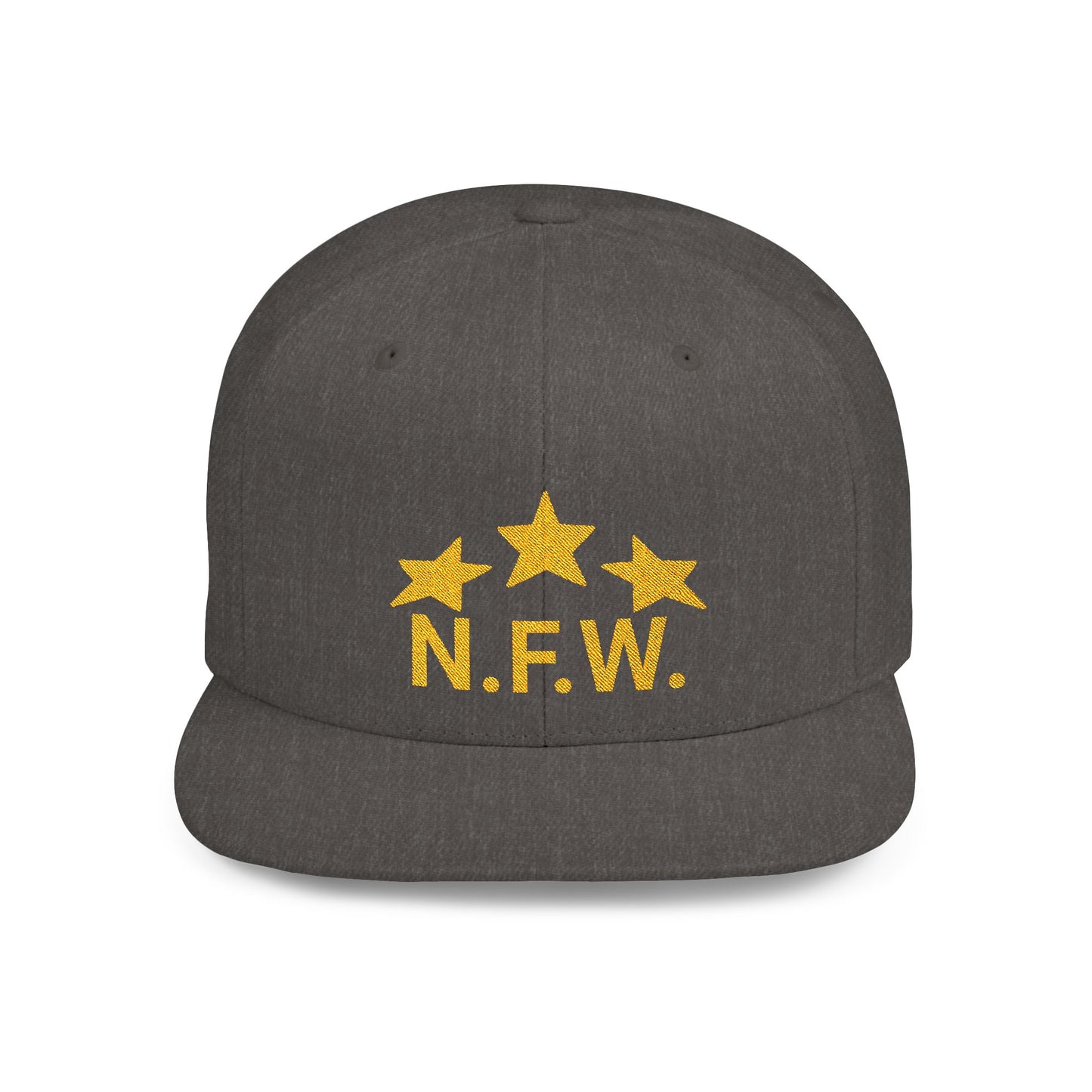 N.F.W. Gold Star Flat Bill Snapback Cap - Trendy Statement Hat for Casual Outings & Festivals