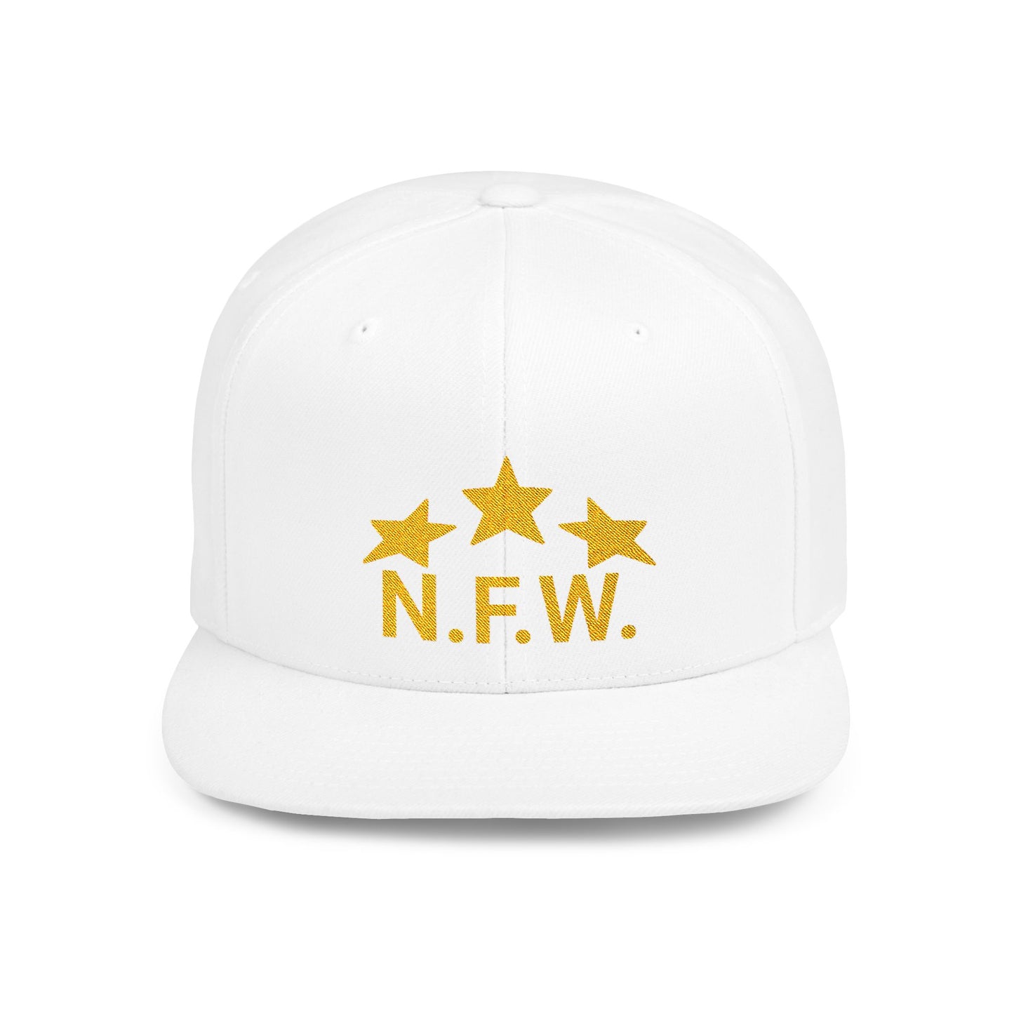 N.F.W. Gold Star Flat Bill Snapback Cap - Trendy Statement Hat for Casual Outings & Festivals