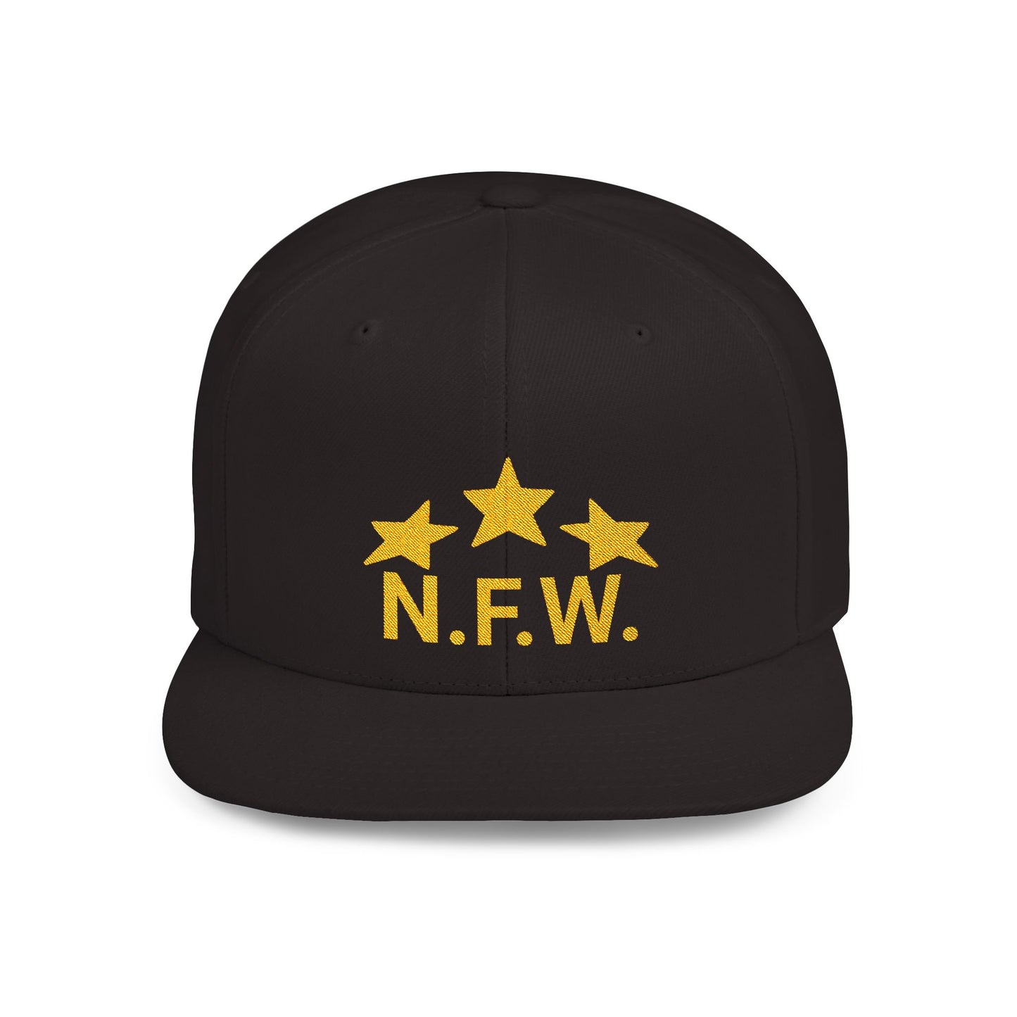 N.F.W. Gold Star Flat Bill Snapback Cap - Trendy Statement Hat for Casual Outings & Festivals