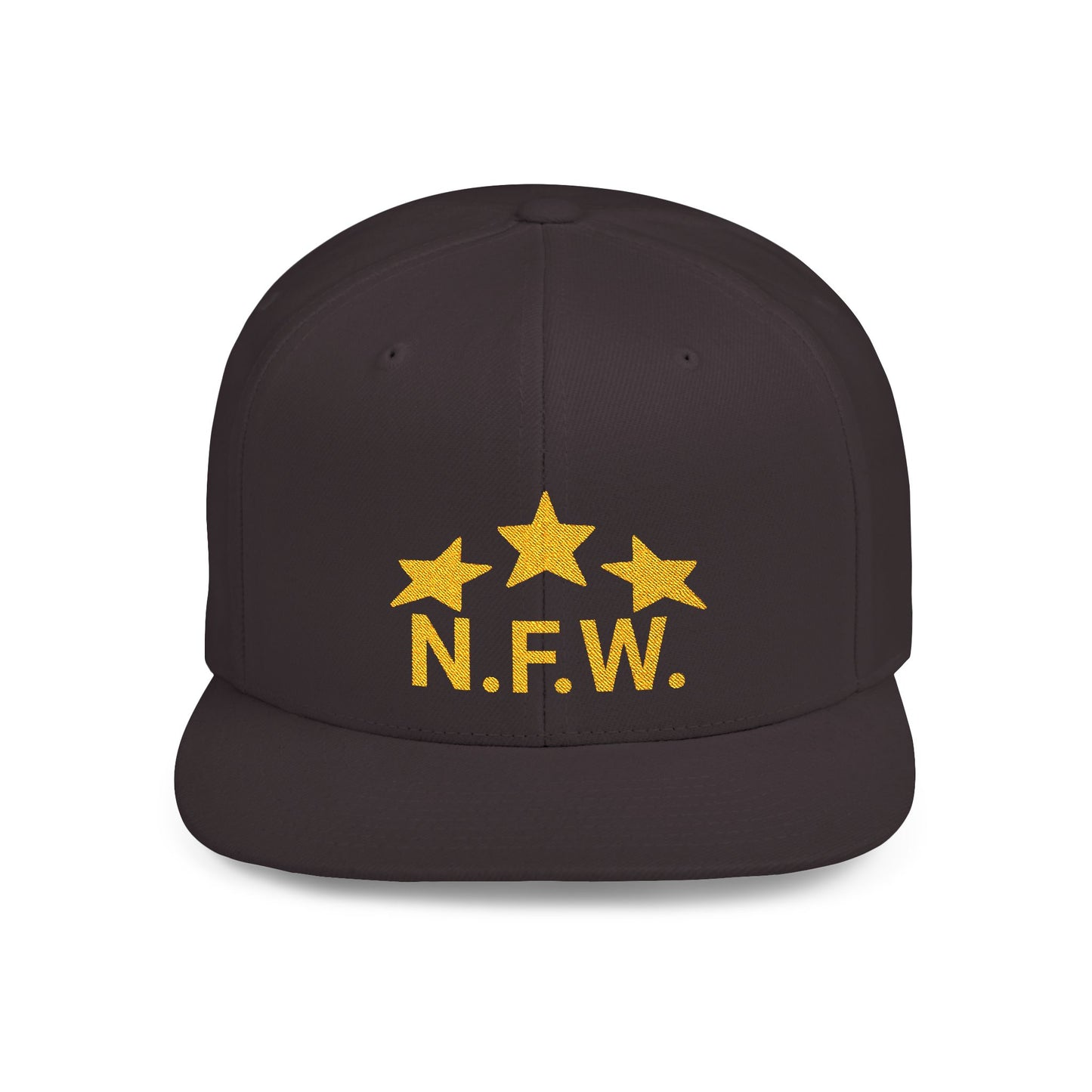 N.F.W. Gold Star Flat Bill Snapback Cap - Trendy Statement Hat for Casual Outings & Festivals