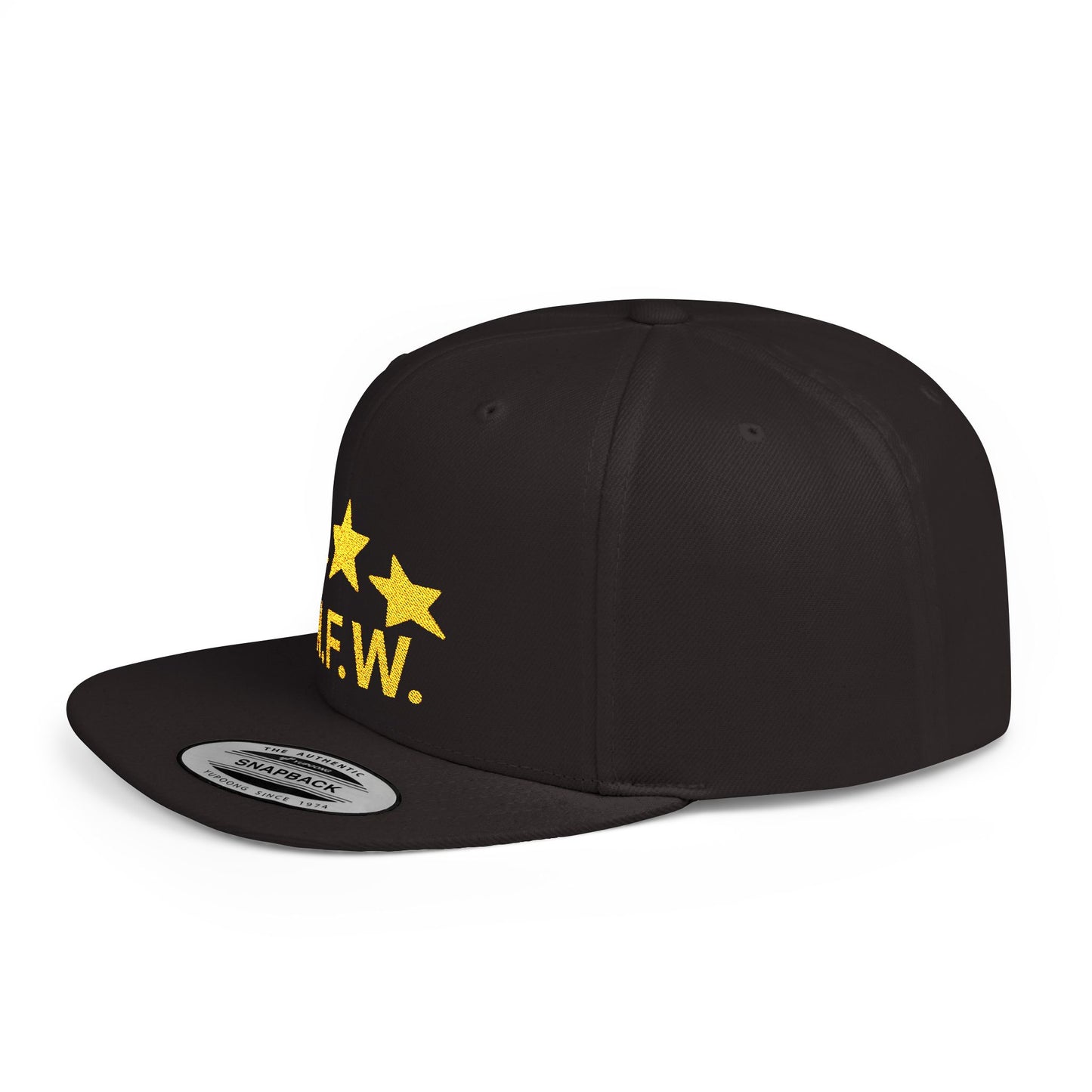 N.F.W. Gold Star Flat Bill Snapback Cap - Trendy Statement Hat for Casual Outings & Festivals