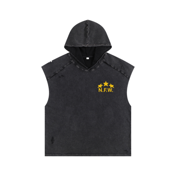 N.F.W. Stars Logo Snow Washed Boxy Hooded Tank Top - Image 6