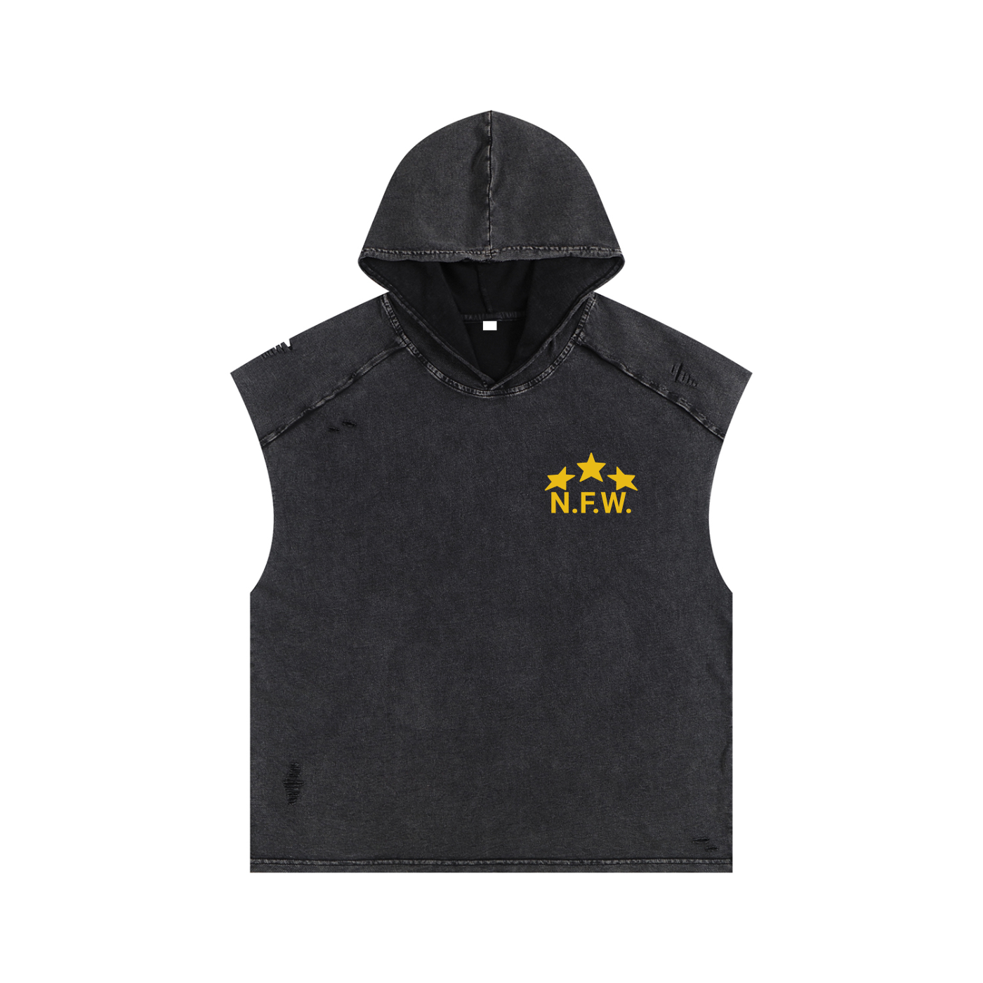 N.F.W. Stars Logo Snow Washed Boxy Hooded Tank Top