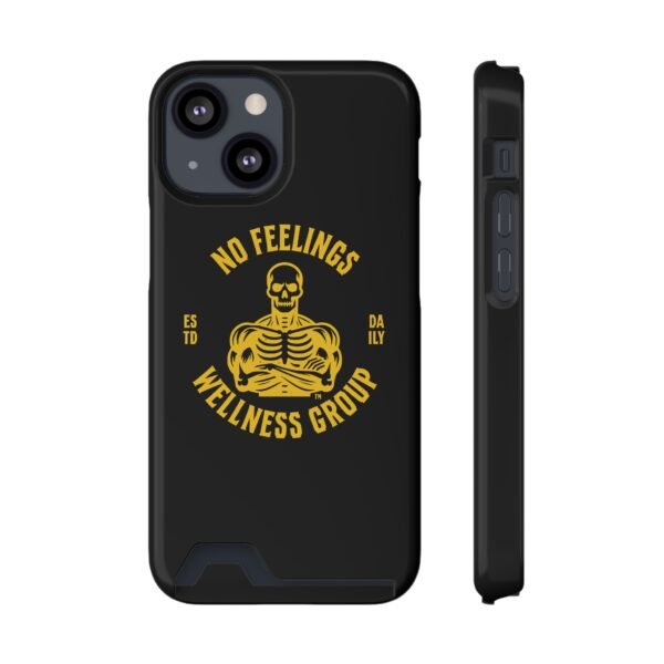 Fitness-Themed Phone Case with Card Holder - 'No Feelings Wellness Group' - Image 113
