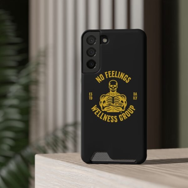 Fitness-Themed Phone Case with Card Holder - 'No Feelings Wellness Group' - Image 16