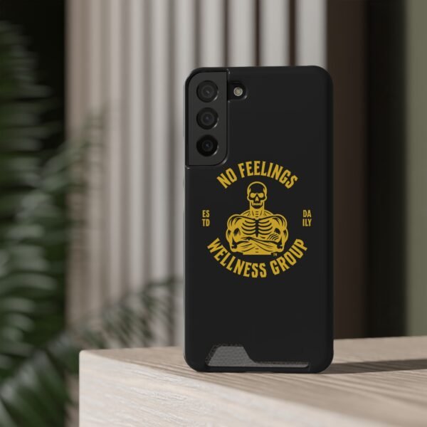 Fitness-Themed Phone Case with Card Holder - 'No Feelings Wellness Group' - Image 12