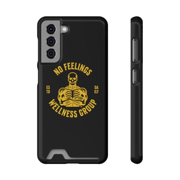 Fitness-Themed Phone Case with Card Holder - 'No Feelings Wellness Group' - Image 57