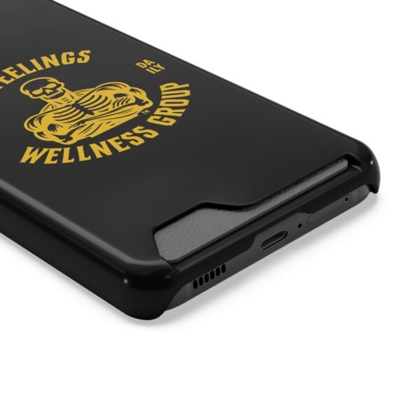 Fitness-Themed Phone Case with Card Holder - 'No Feelings Wellness Group' - Image 2