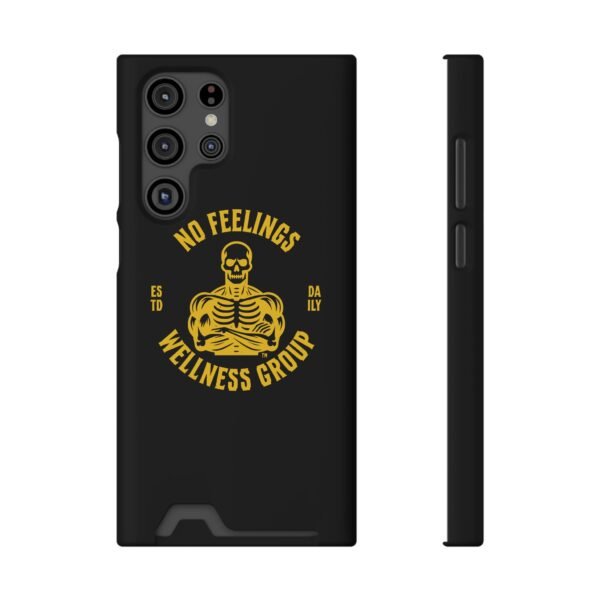 Fitness-Themed Phone Case with Card Holder - 'No Feelings Wellness Group' - Image 21