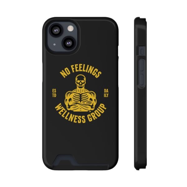 Fitness-Themed Phone Case with Card Holder - 'No Feelings Wellness Group' - Image 105