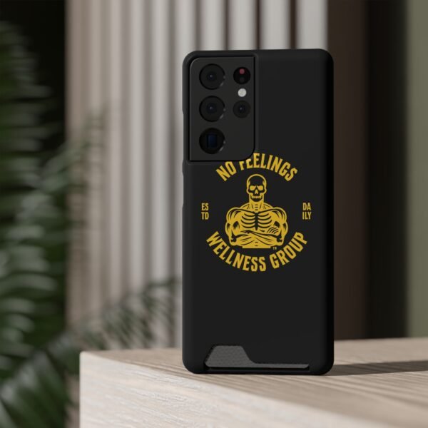 Fitness-Themed Phone Case with Card Holder - 'No Feelings Wellness Group' - Image 156