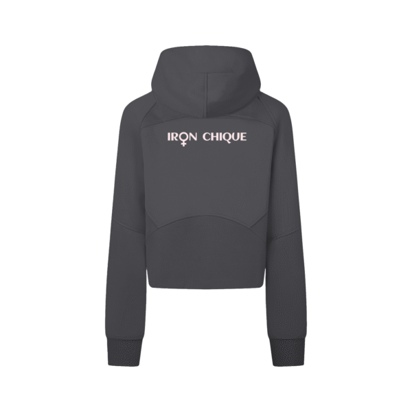 IRON CHIQUE Brand Cropped Zip-Through Hoodie - Image 4