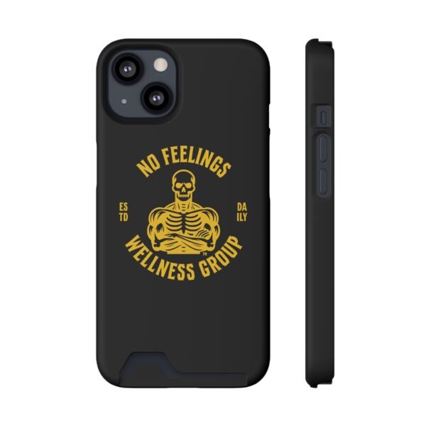 Fitness-Themed Phone Case with Card Holder - 'No Feelings Wellness Group' - Image 109