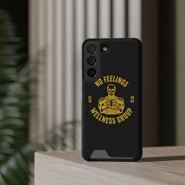 Fitness-Themed Phone Case with Card Holder - 'No Feelings Wellness Group' - Image 8