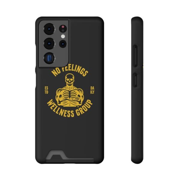 Fitness-Themed Phone Case with Card Holder - 'No Feelings Wellness Group' - Image 157