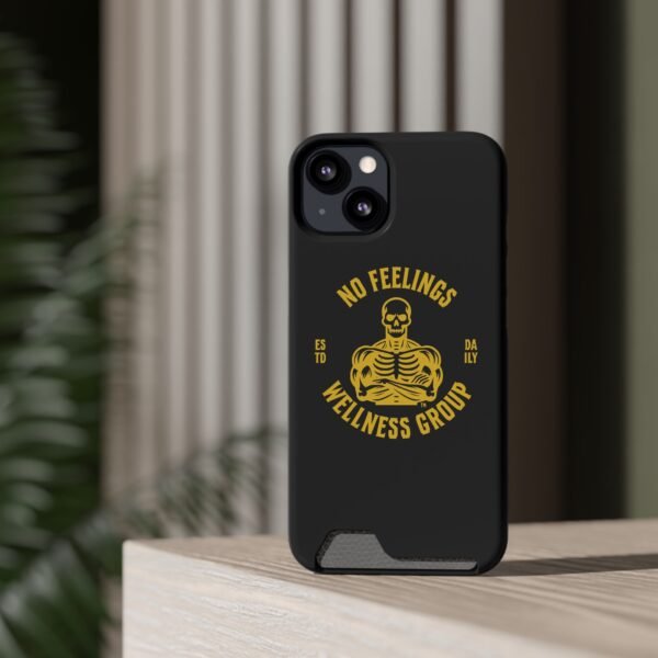 Fitness-Themed Phone Case with Card Holder - 'No Feelings Wellness Group' - Image 108