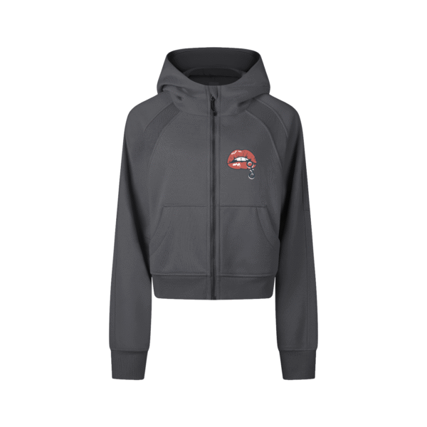 IRON CHIQUE Brand Cropped Zip-Through Hoodie - Image 3