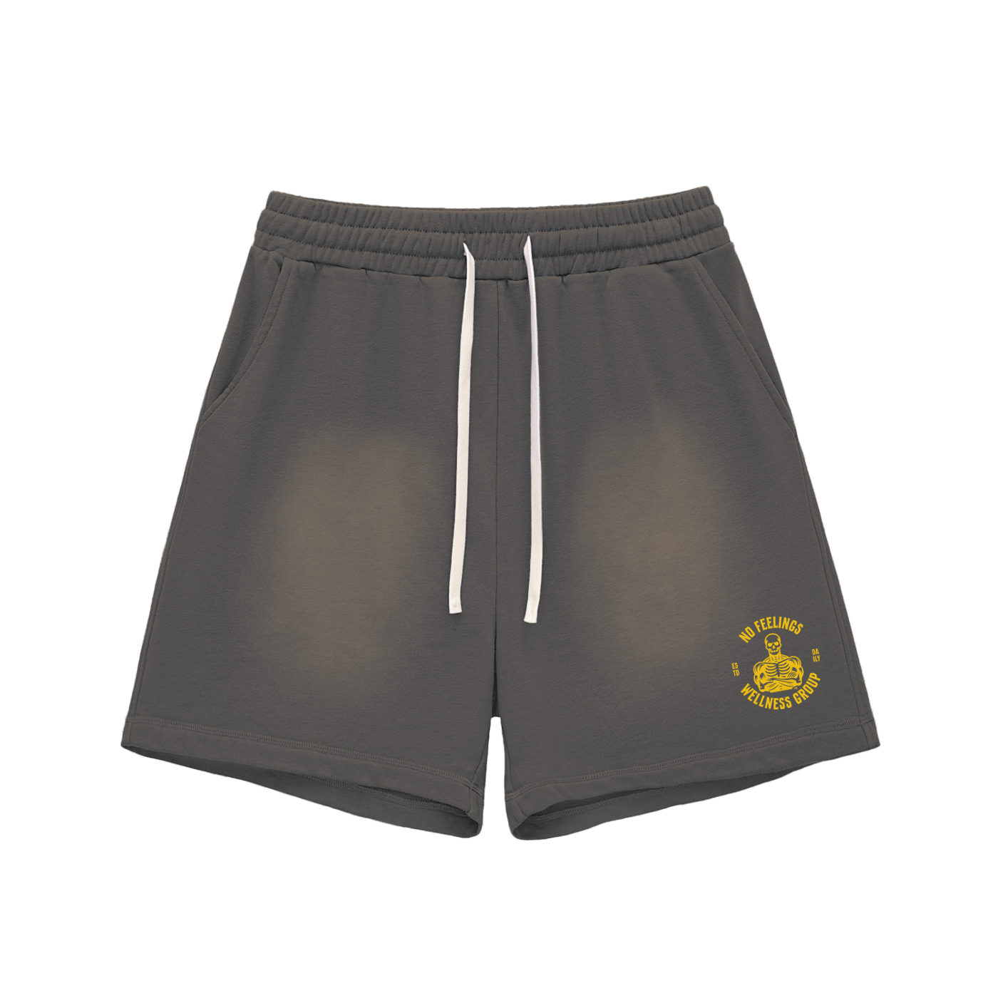 N.F.W. Sun Fade Raw Edge Cotton Shorts