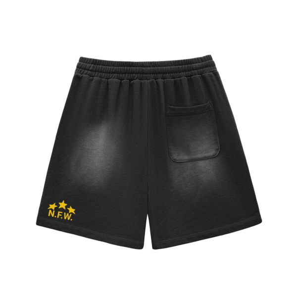 N.F.W. Sun Fade Raw Edge Cotton Shorts - Image 3