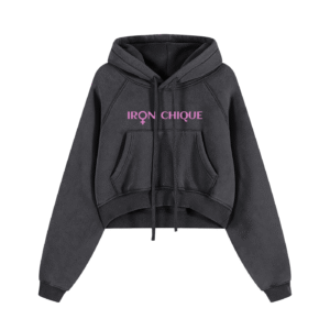 IRON CHIQUE Strong Women Snow Washed Cropped Hoodie