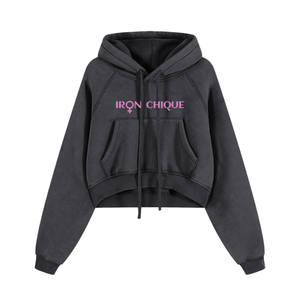 IRON CHIQUE Strong Women Snow Washed Cropped Hoodie