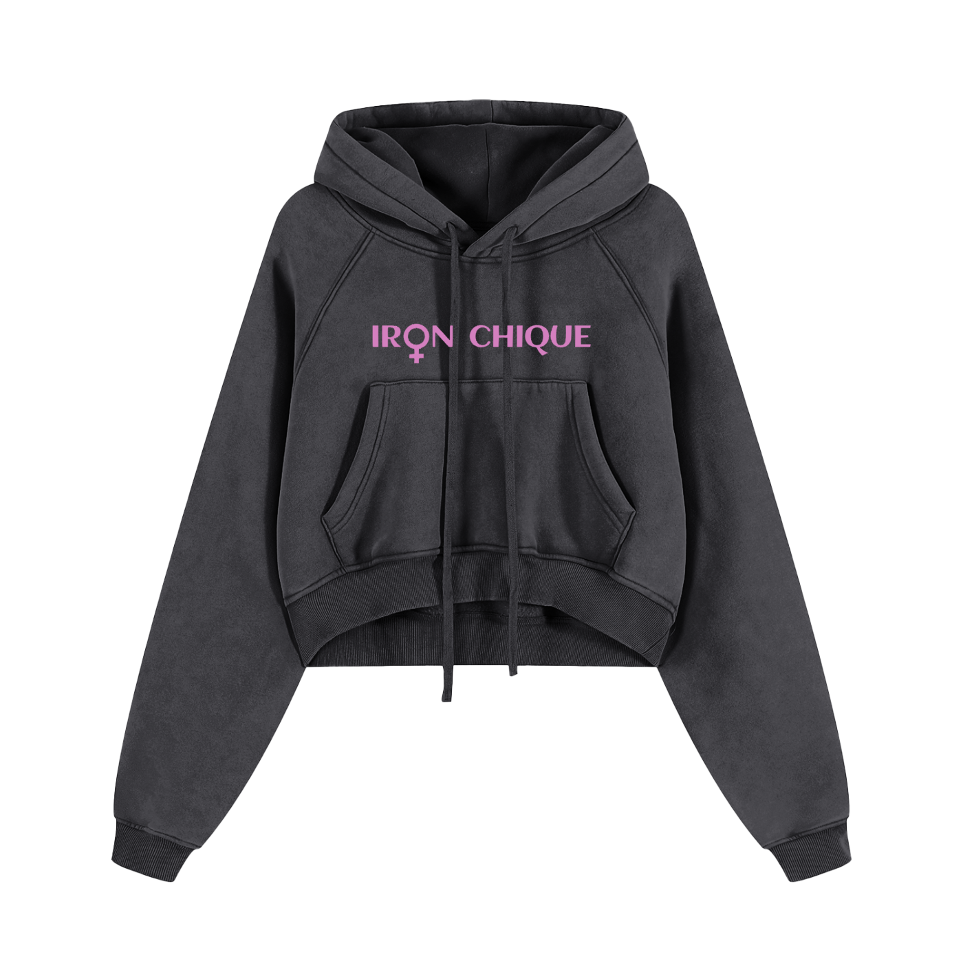 IRON CHIQUE Strong Women Snow Washed Cropped Hoodie