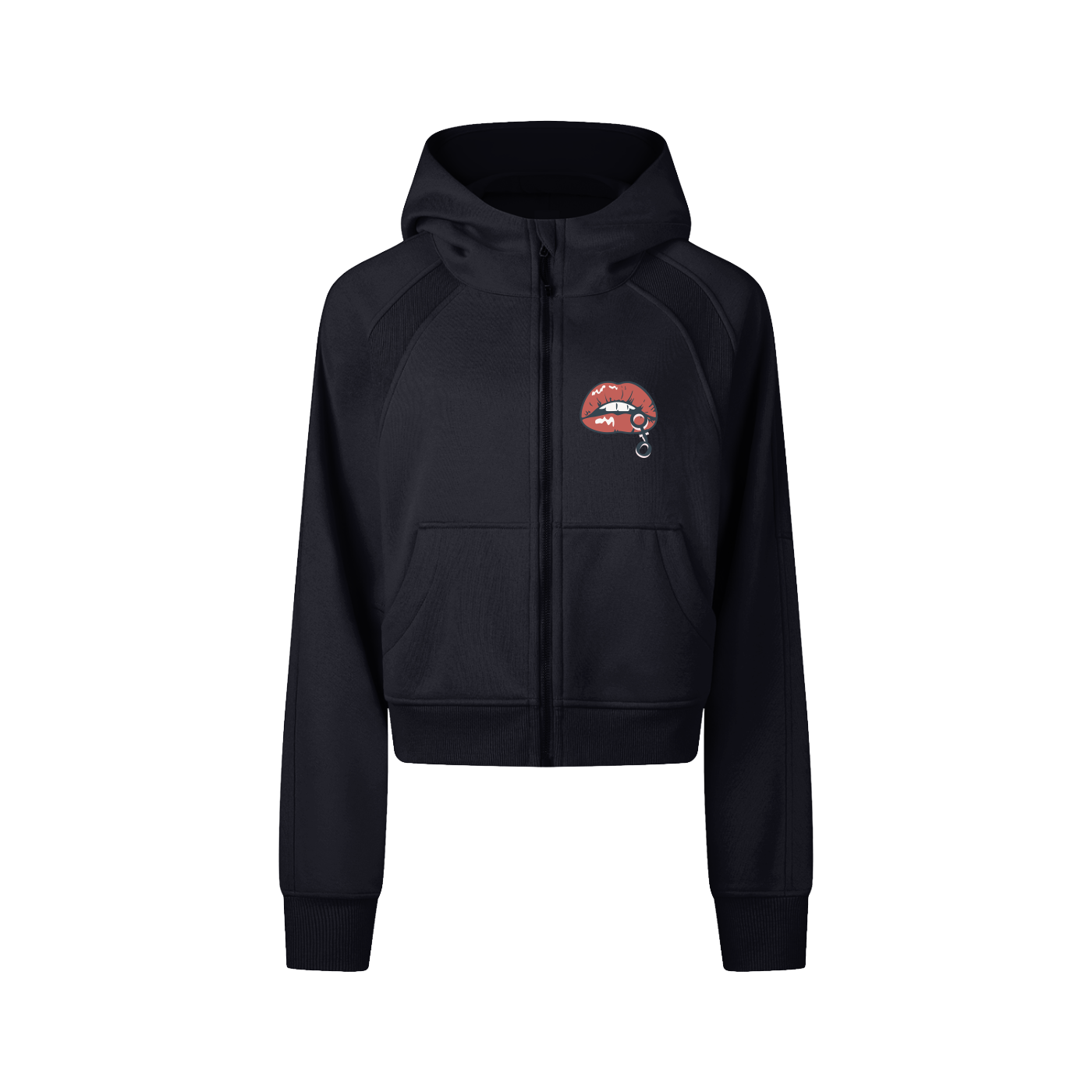 IRON CHIQUE Brand Cropped Zip-Through Hoodie