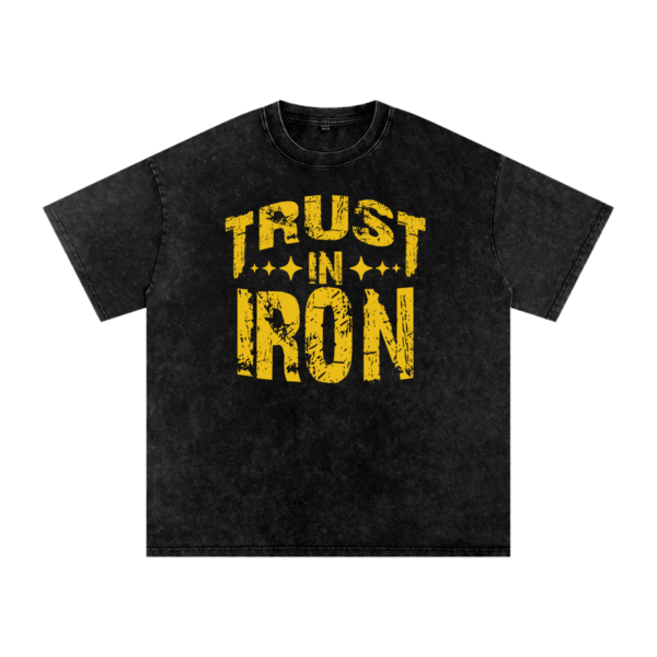 N.F.W. Trust In Iron Acid Wash Oversize T-Shirt - 250 GSM